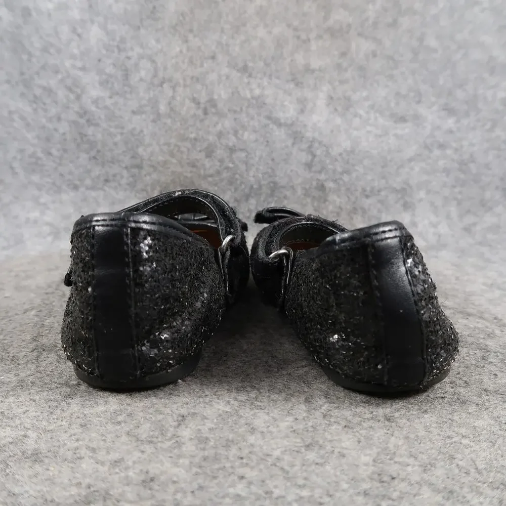 Cherokee Shoes Kids Toddler 9 Mary Jane Ballet Flats Black Glitter Bow Girls